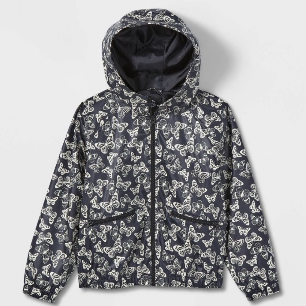 Art Class Hooded Rain Jacket, with Butterflies size 10/12